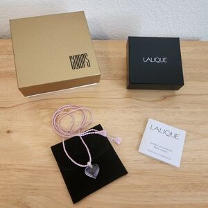 Lalique pink heart pendant necklace